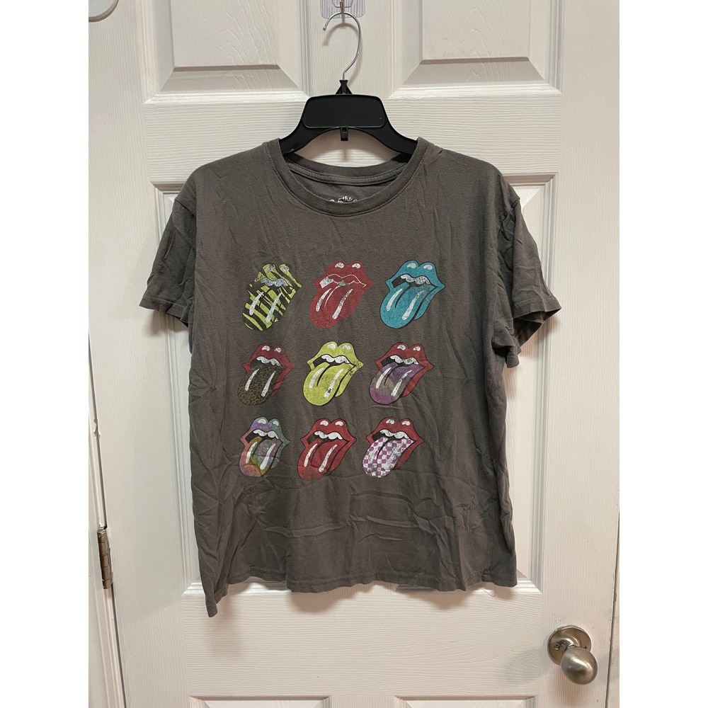 Rolling Stones Graphic T-Shirt Colorful Tongue‎ Logo Band Tee Size L